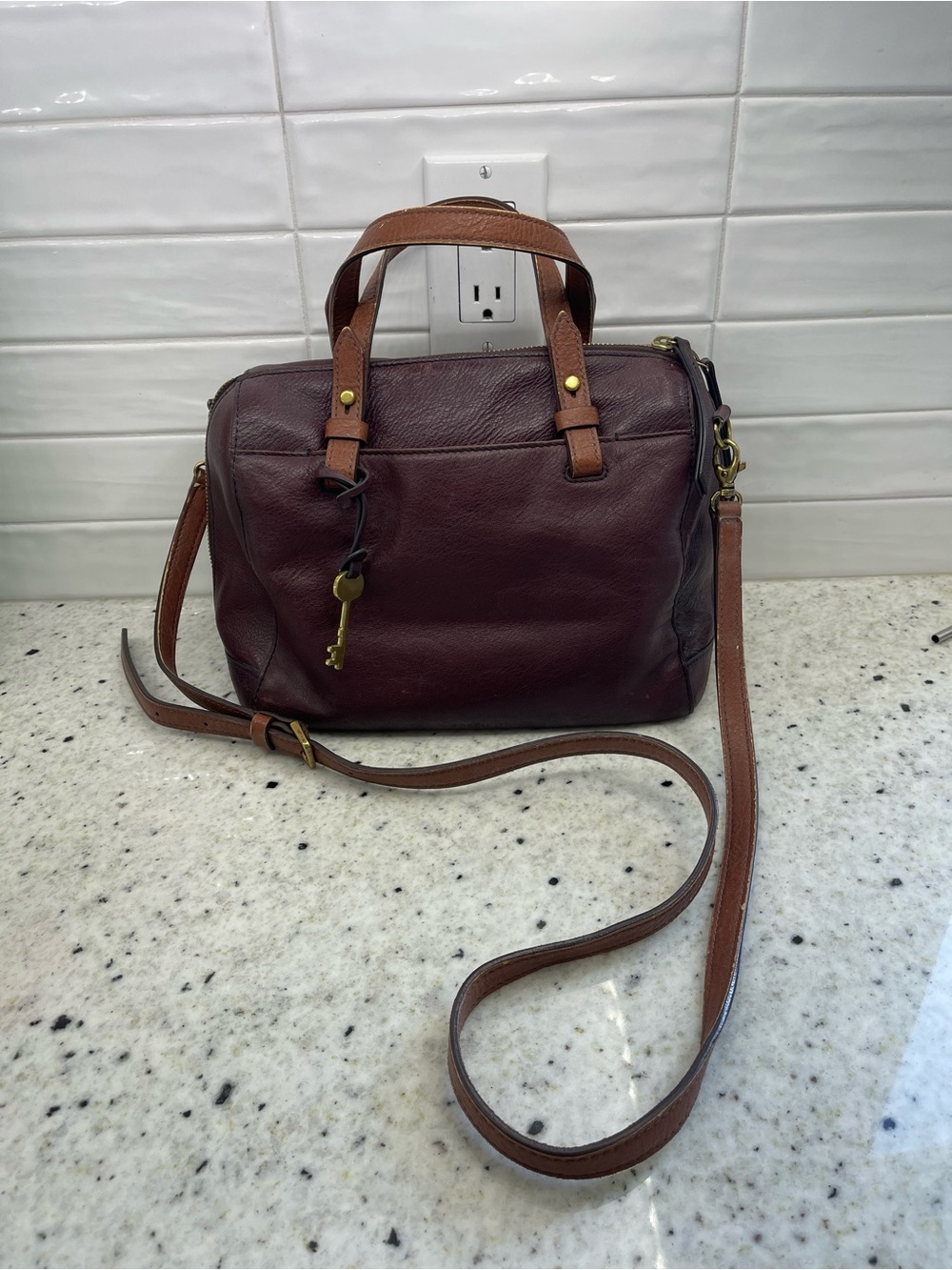 Fossil Burgundy Leather Rachel Satchel